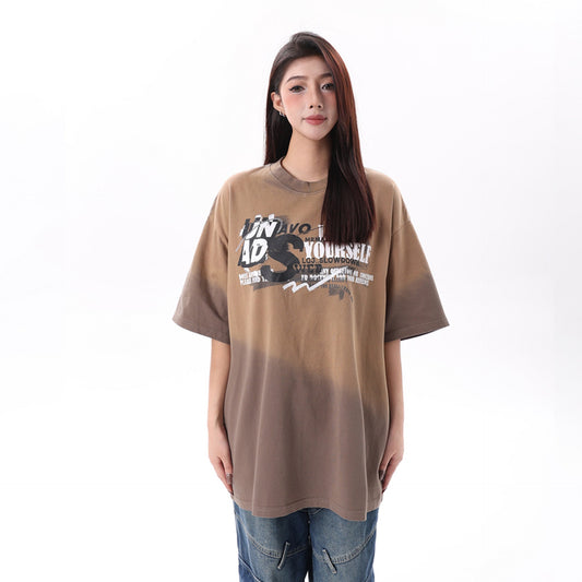 T shirt vintage usa summer retro gradual change color t shirt short sleeve