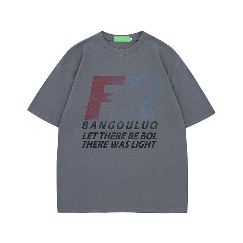 Racing oversized t shirt retro racing letter short sleeve t-shirt loose oversize top