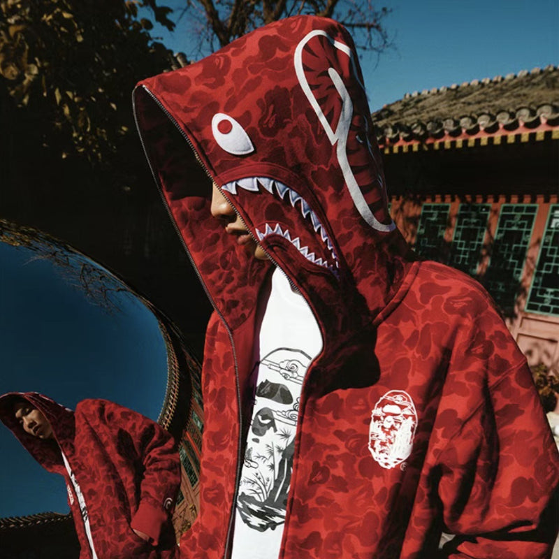 Ape Hoodie Anniversary Full Zip Hoodie Camo Shark Hooded Sweater Jacket