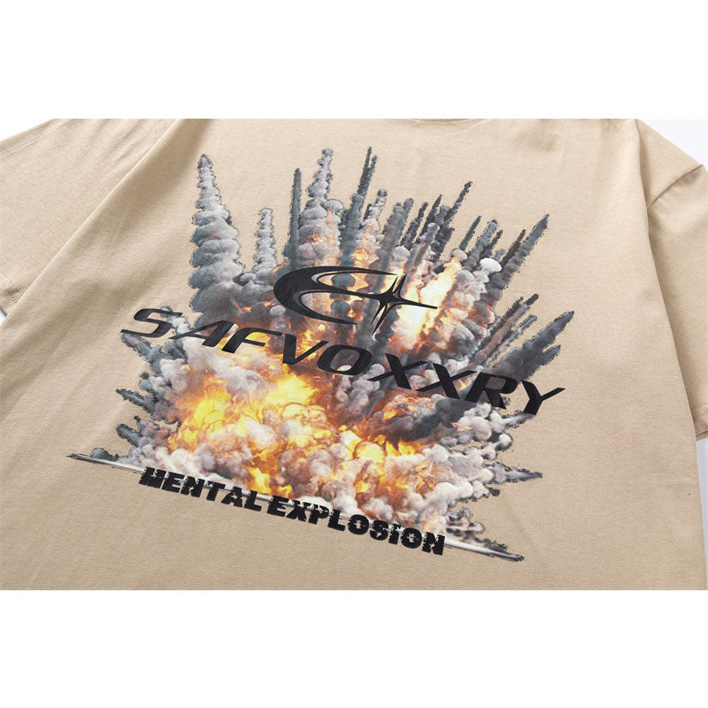 Vintage Tišö Rt Explosive Print Short Sleeve T-Shirt Summer Vintage Casual Top