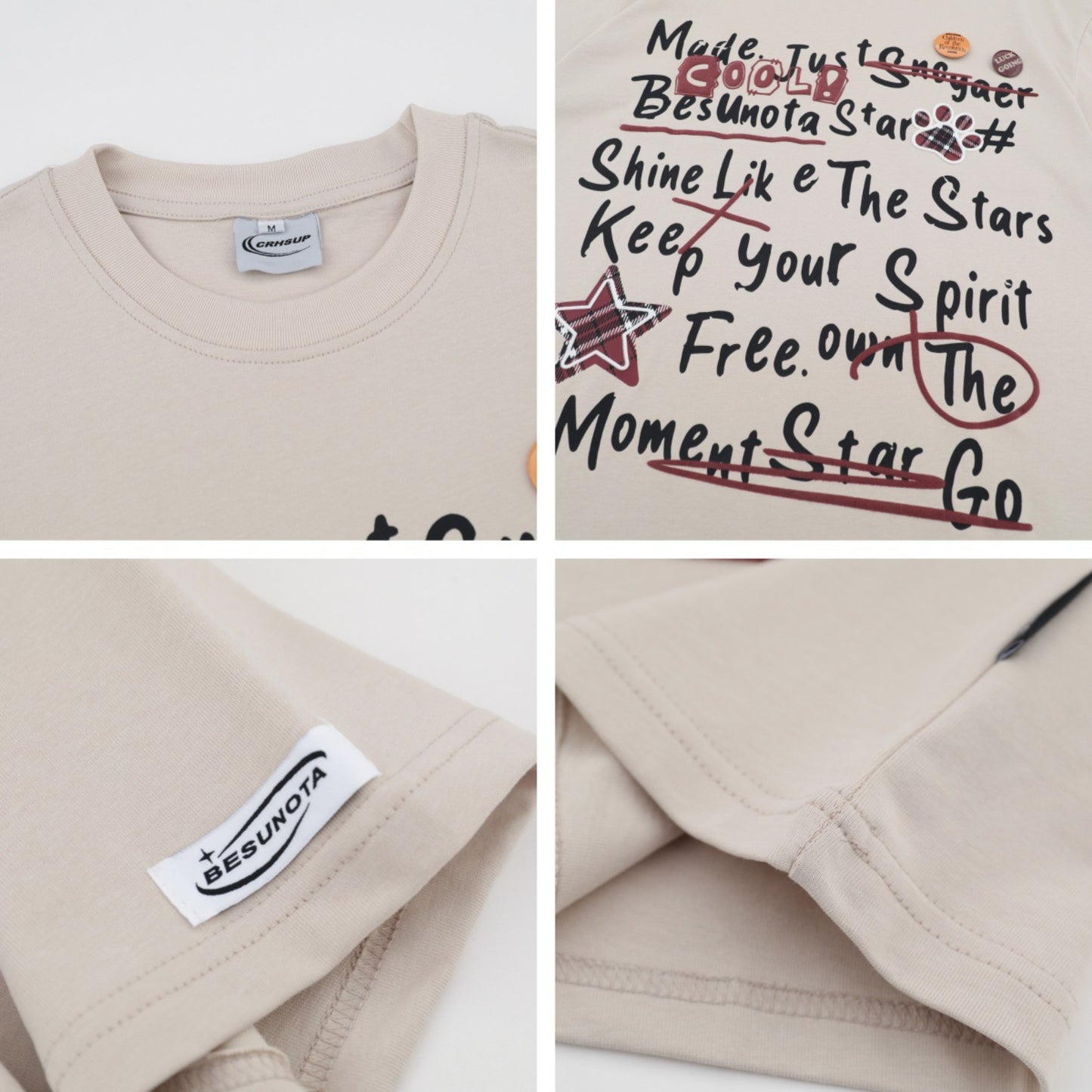 Distorted vintage alphabet print short-sleeved t-shirt summer loose casual top