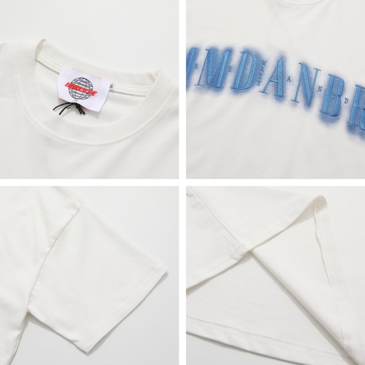 Vintage tarz t shirt letter embroidery round neck short sleeve t-shirt