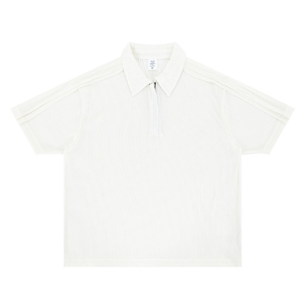 Vintage 90s Hip Hop Clothing Half Zip Polo Shirt Summer Short Sleeve T-Shirt