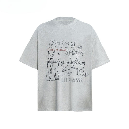 80s And 90s Vintage T Shirts Vintage Fun Cartoon Washing Water Old Short Sleeve T-Shirts