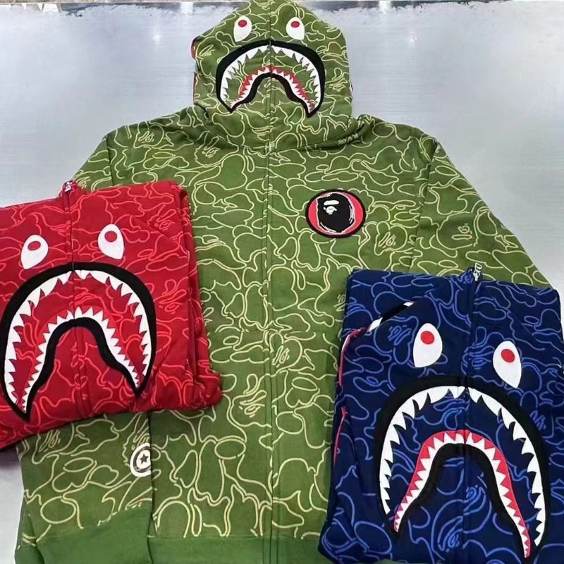 Ape Hoodie Autumn/Winter Camouflage Shark Hooded Cardigan Sweater Jacket