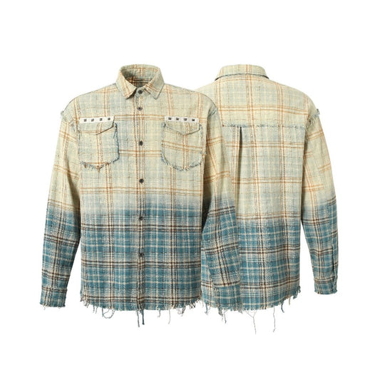 Unisex long-sleeved shirt autumretroplaidshirt