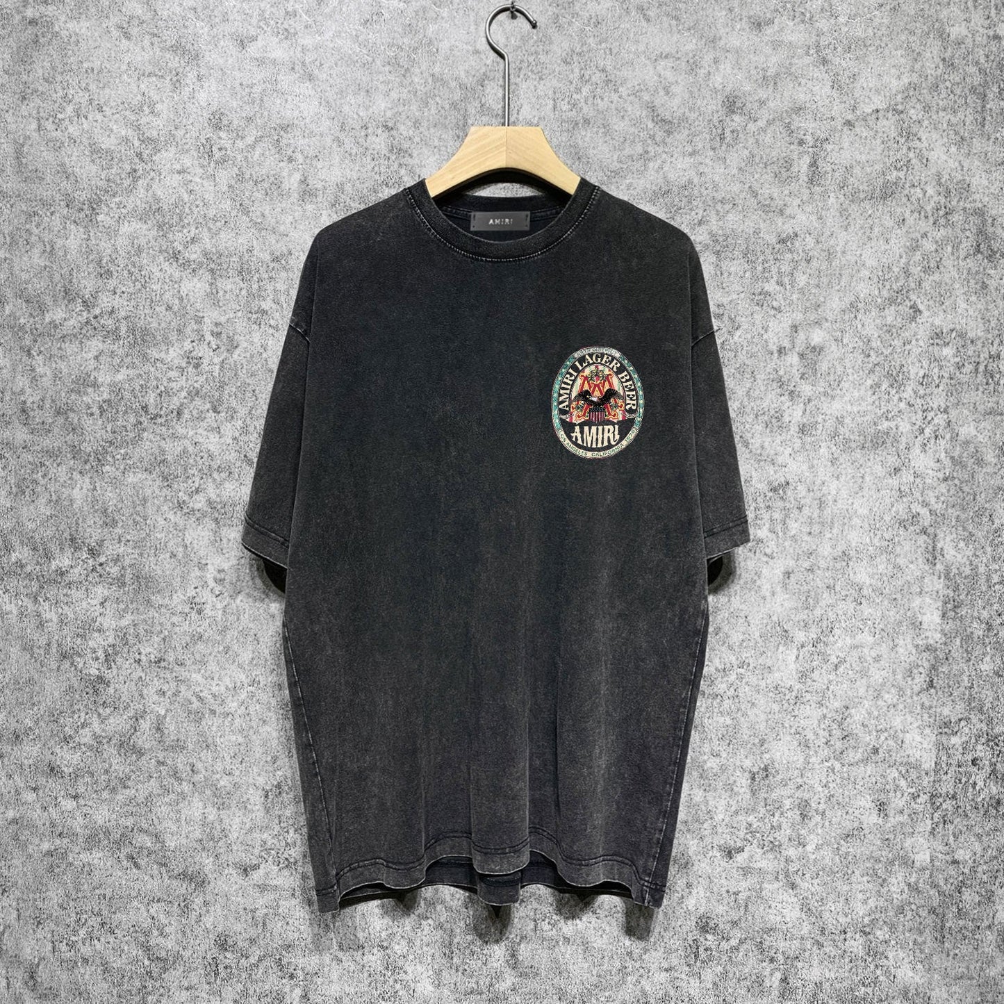 Amiri washed t-shirt oil painting flying eagle short sleeve