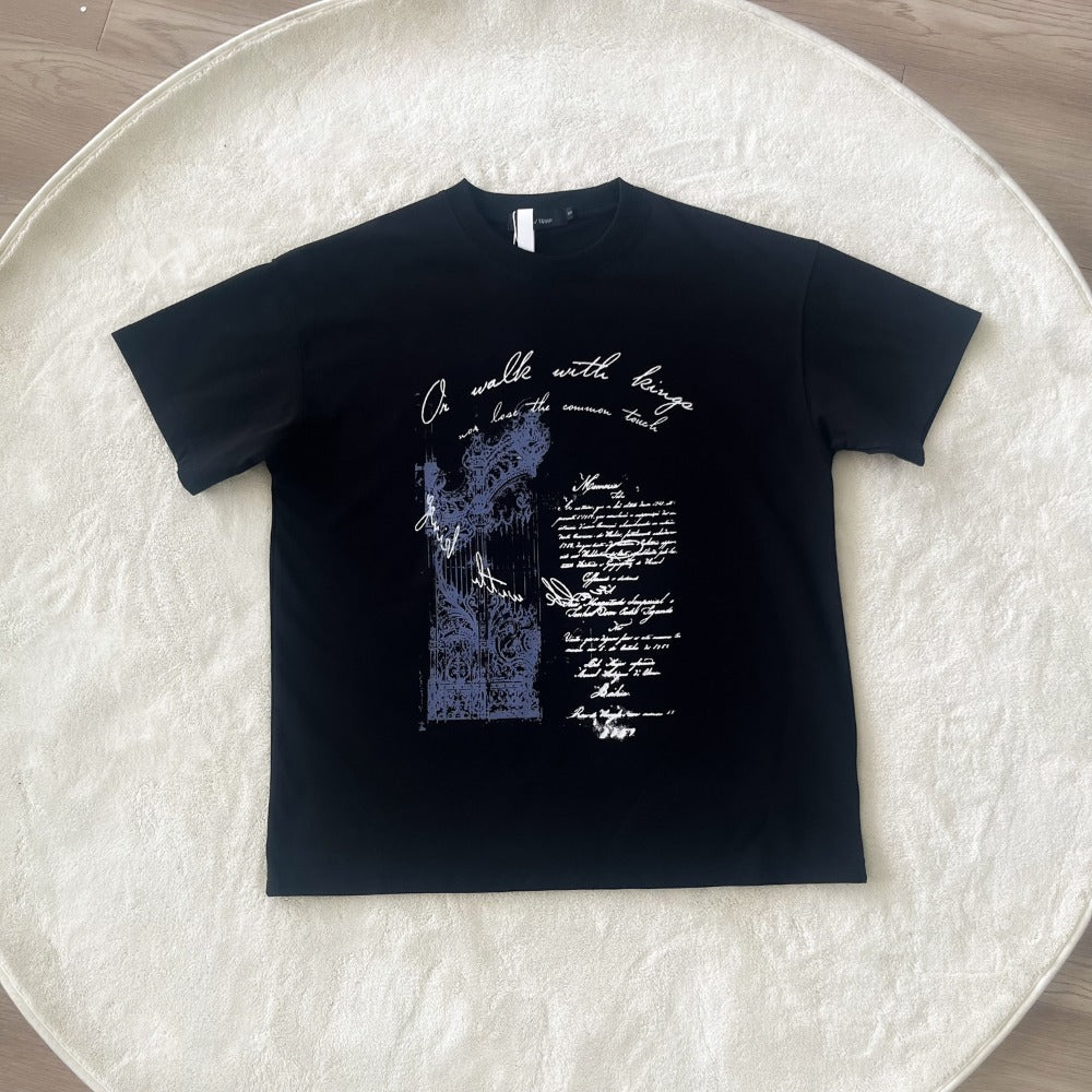 Streetwear Eua t shirt Solona "Magic Contract" printed boxy short wide heavy vintage short sleeve t-shirt