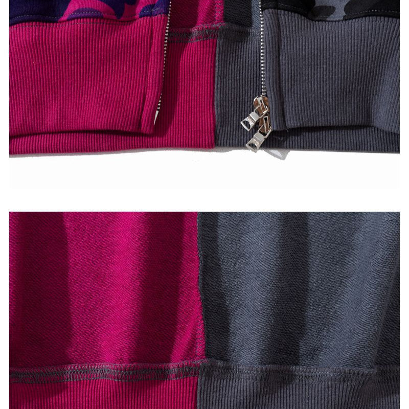 Ape Hoodie Tiger Sewing Color Matching Hooded Embroidered Cardigan Shark Sweater Jacket