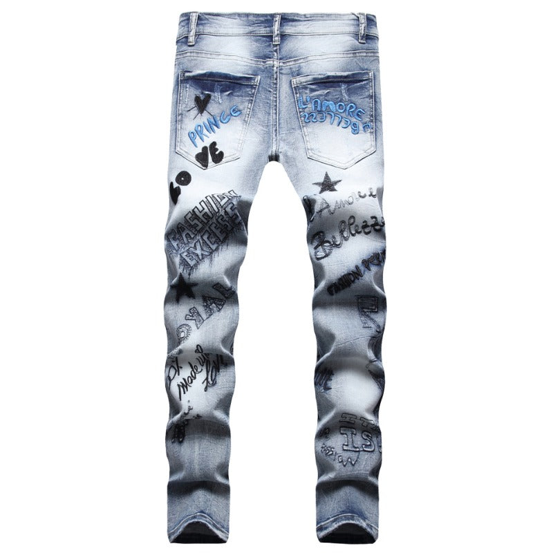 1990 Fashion Jeans Embroidered Straight Jeans