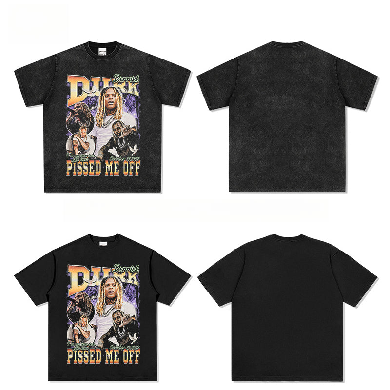 Marcas streetwear usa vintage hip hop Lil Durk print short sleeve t-shirt