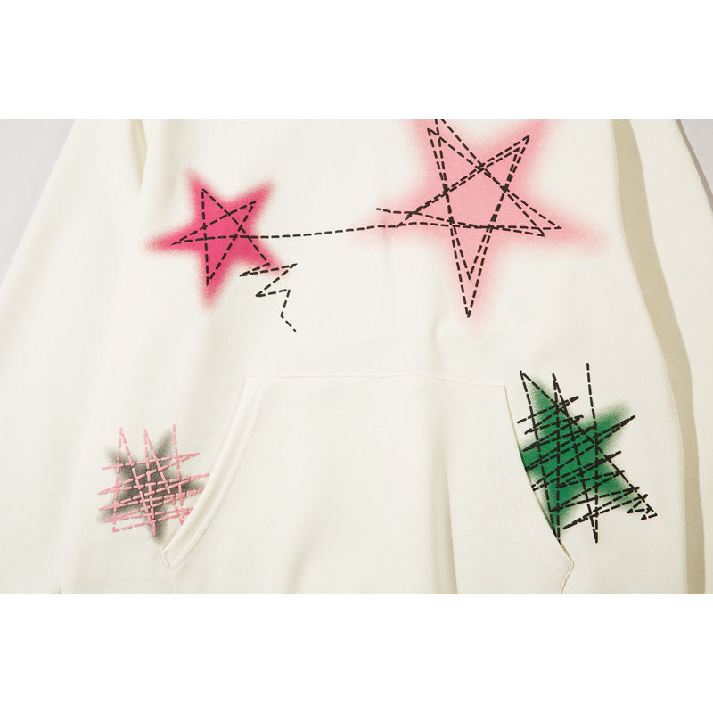 Streetwear Hoodie Hip Hop Graffiti Pentagram Hooded Sweater Vintage Hoodie