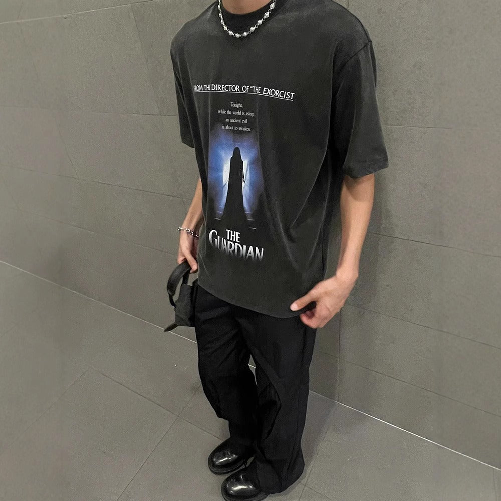 Streetwear Eua t-shirt made old digital print short-sleeved t-shirt