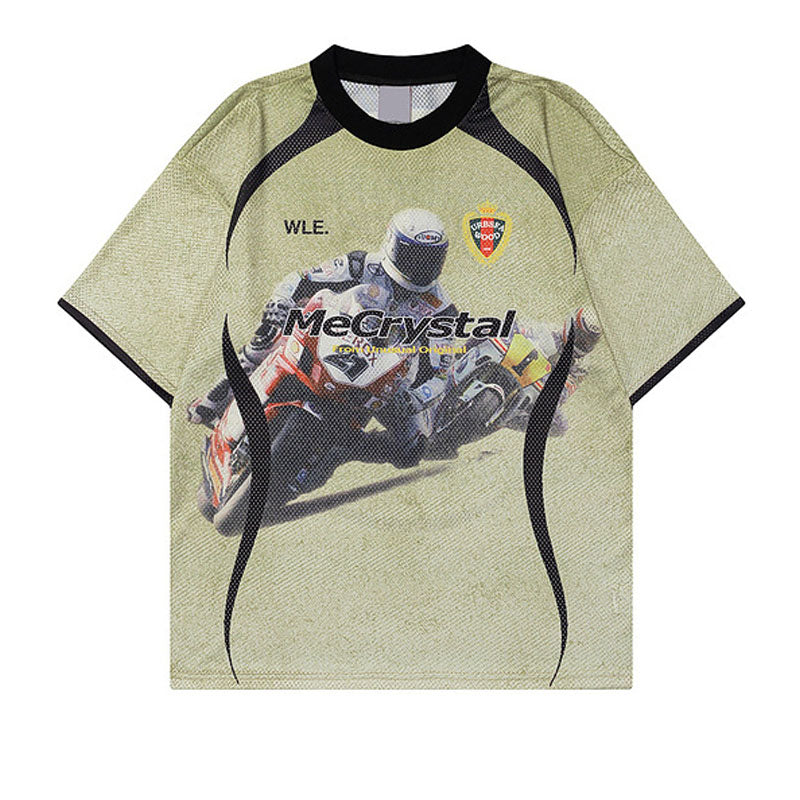 Racing oversized t shirt retro racing college jersey short sleeve t-shirt