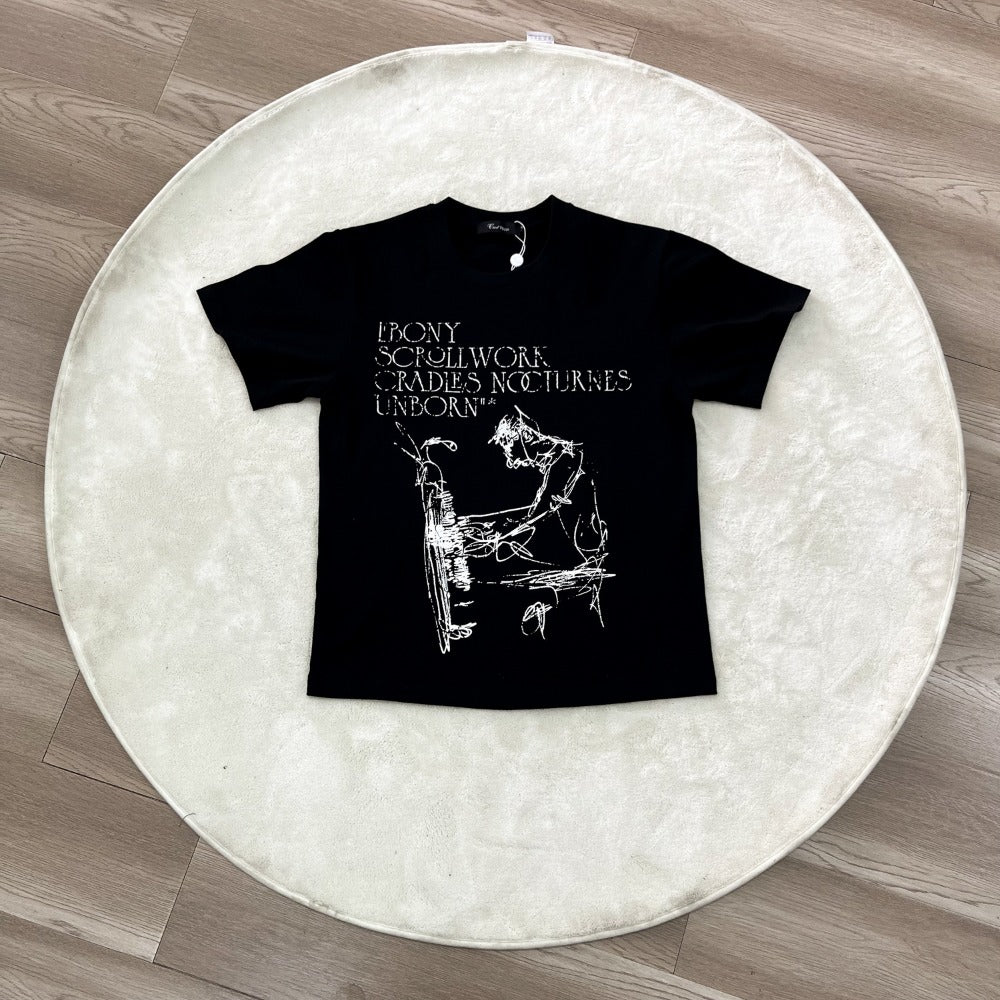 Streetwear Eua t-shirt "Ebony Nocturist" printed cotton short-sleeved t-shirt