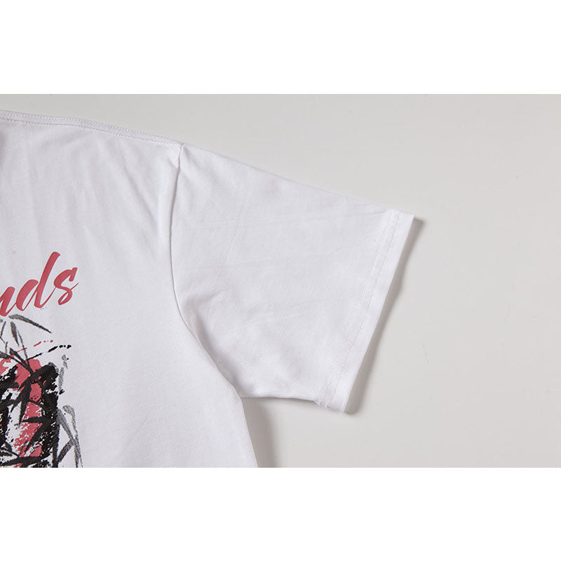 Casual Street Wear Butterfly Print Crew Neck Short Sleeve T-Shirt Vintage Loose
