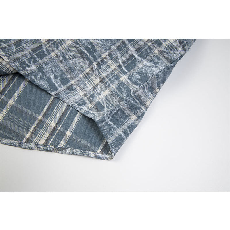 Marcas De Streetwear Plaid Shirt Tie-Dye Summer Loose Casual Short Sleeve T-Shirt