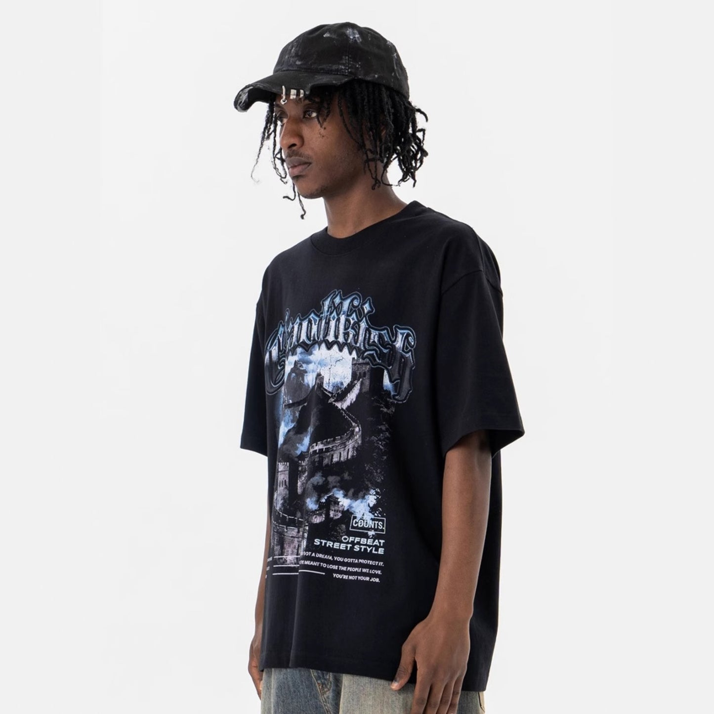 Vic Streetwear Great Wall Print Summer Casual Short Sleeve T-Shirt