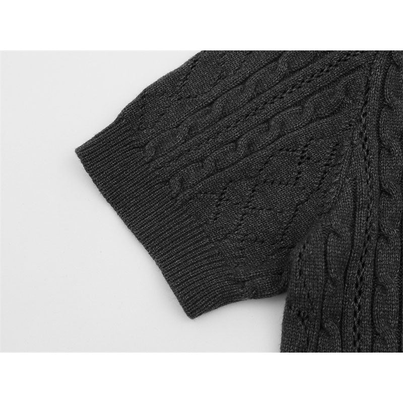 Hip Hop Shirts For Boys Vintage Summer Lapel Short Sleeve Sweater Knitted Men's Loose Top