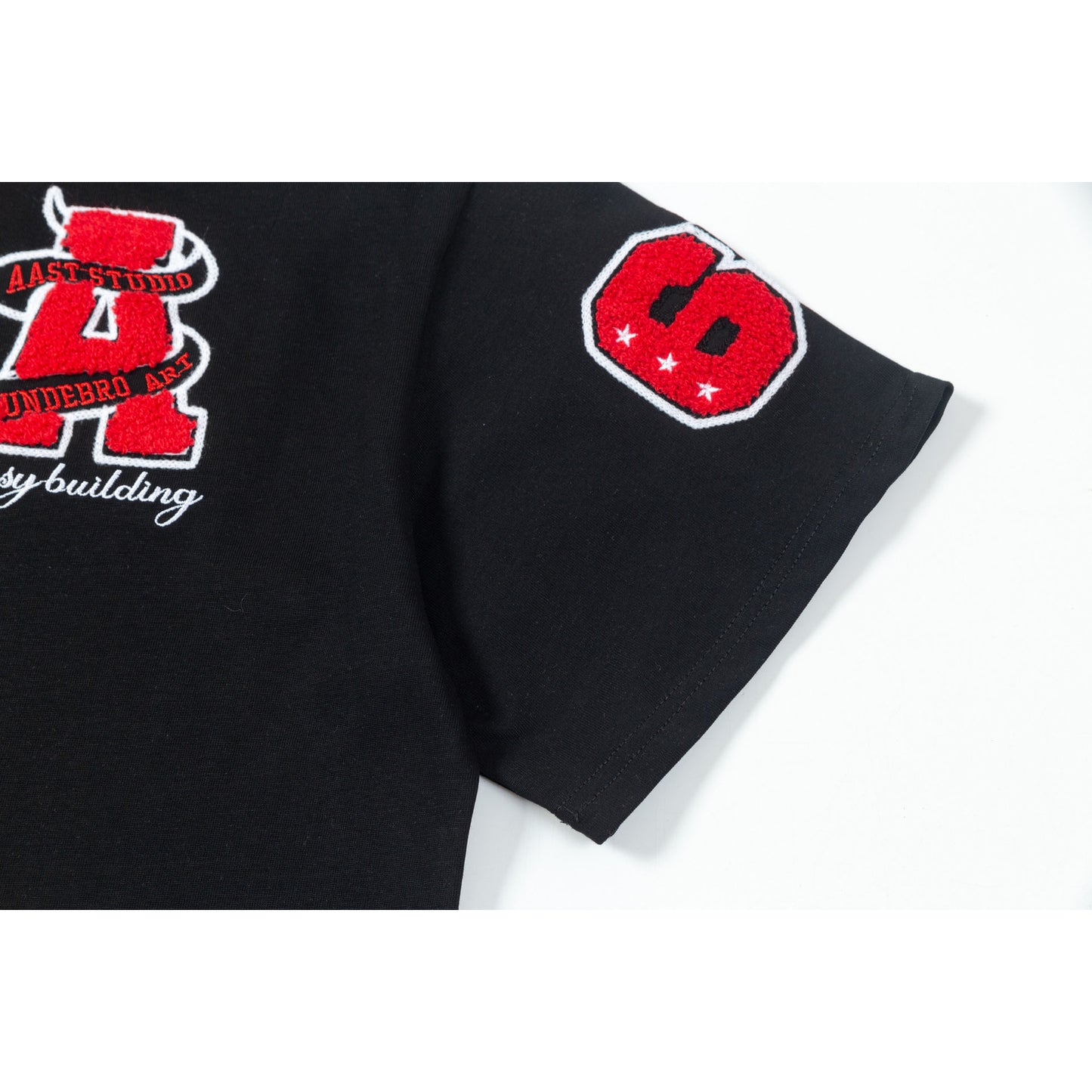 Hip Hop Clothing Summer Short Sleeve Vintage Embroidered T-Shirt Short Sleeve