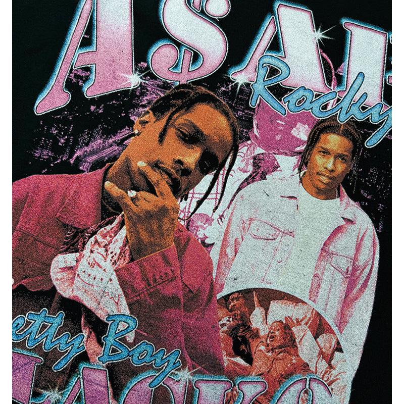 Streetwear masculino ASAP A $AP ROCKY hip hop t-shirt short sleeve