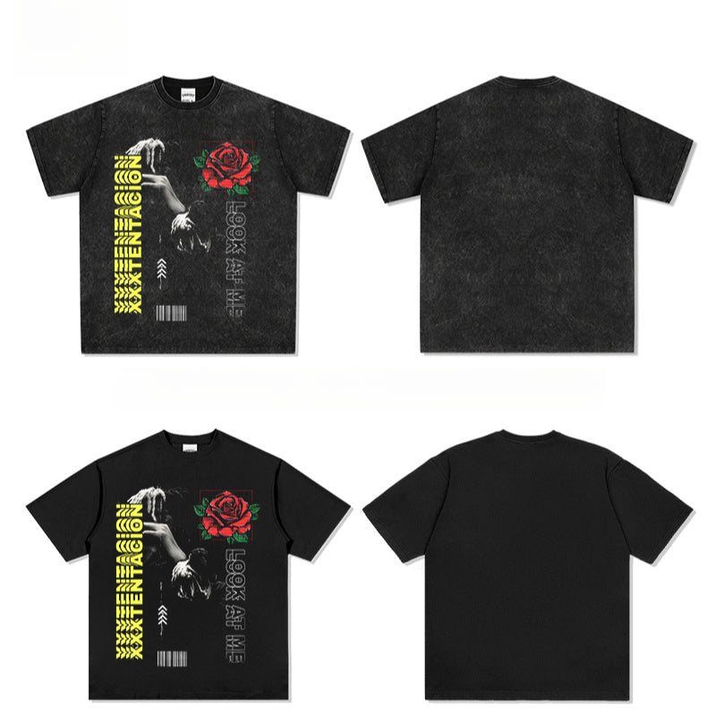 Cool t rapper xxx tentacion print short sleeve t-shirt vintage loose top