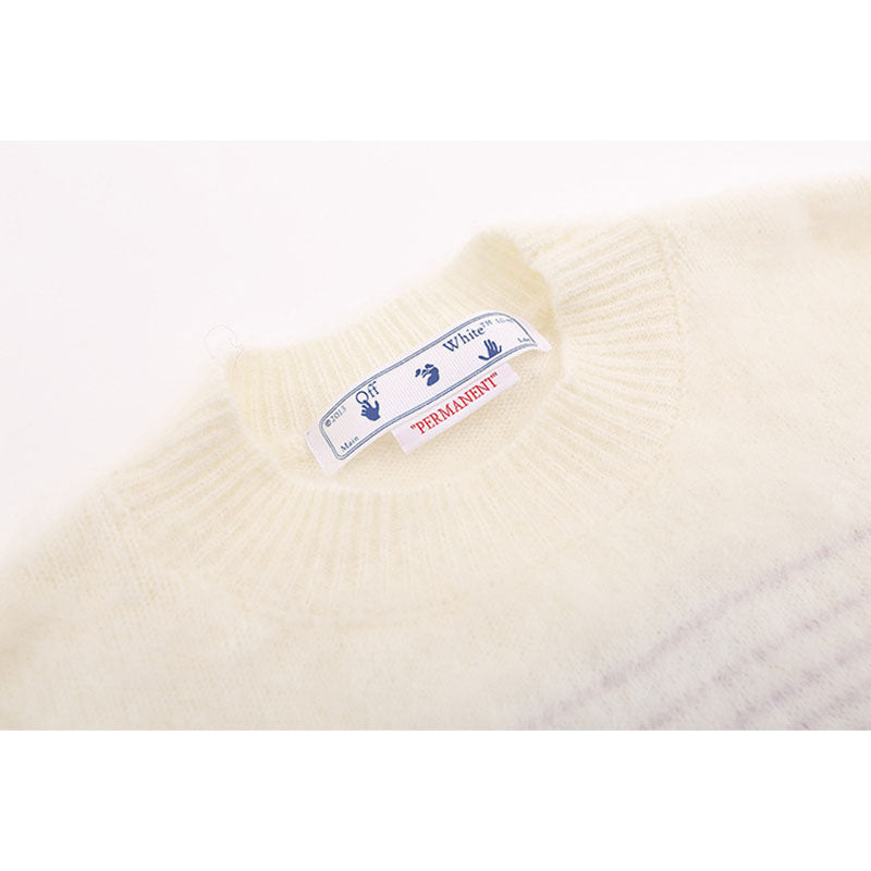 Vice streetwear autumn and winter ow purple gradient arrow pattern mohair knitted sweater