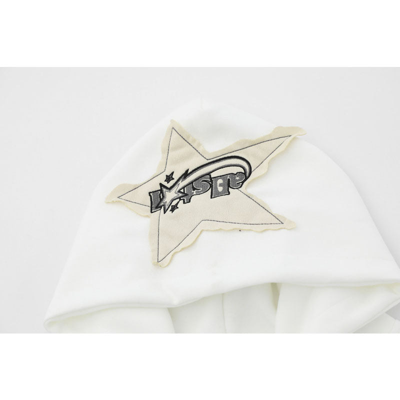 Streetwear Hoodie gradual change print pentagram patch embroidered hooded sweater