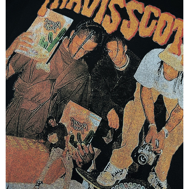 New york hip hop shop hip hop travis scott print long sleeve short sleeve t-shirt