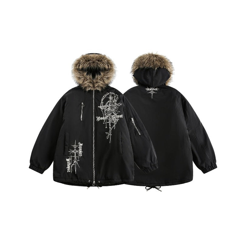 Unisex Down Jacket Men's Winter Fur Collar Jacket