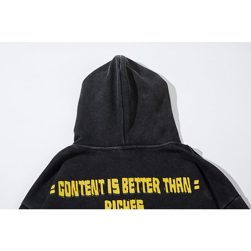 Streetwear Hoodie Vintage Washed Old Hooded Sweater Cartoon Cartoon Character Print Casual Hoodie