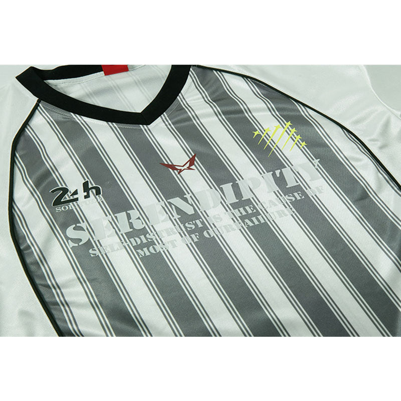 New York Hip Hop Style Vertical Stripe Letter Print V-Neck T-Shirt