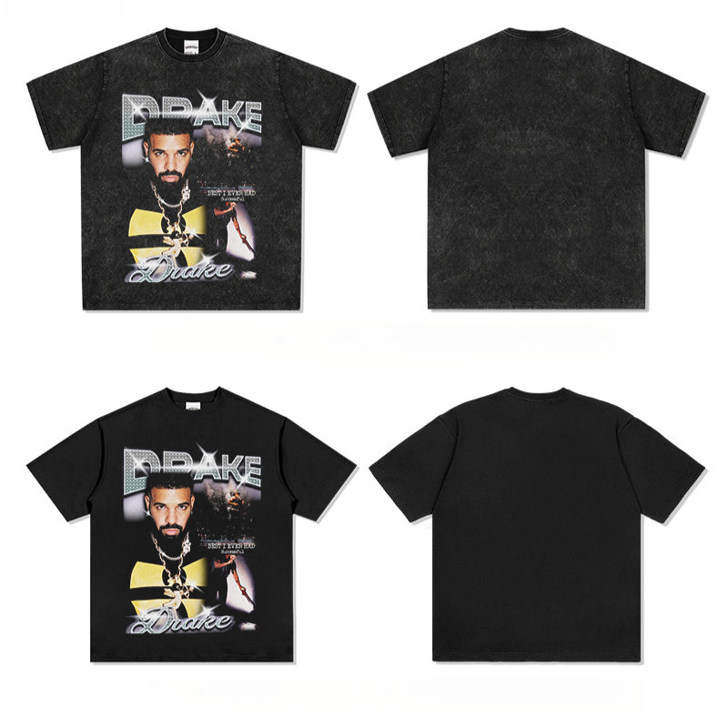 Streetwear masculino Drake print hip hop short sleeve T shirt