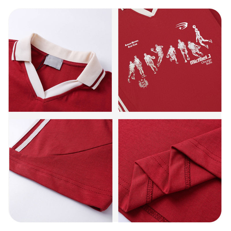 Racing oversized t shirt v-neck short-sleeved men's t-shirt summer