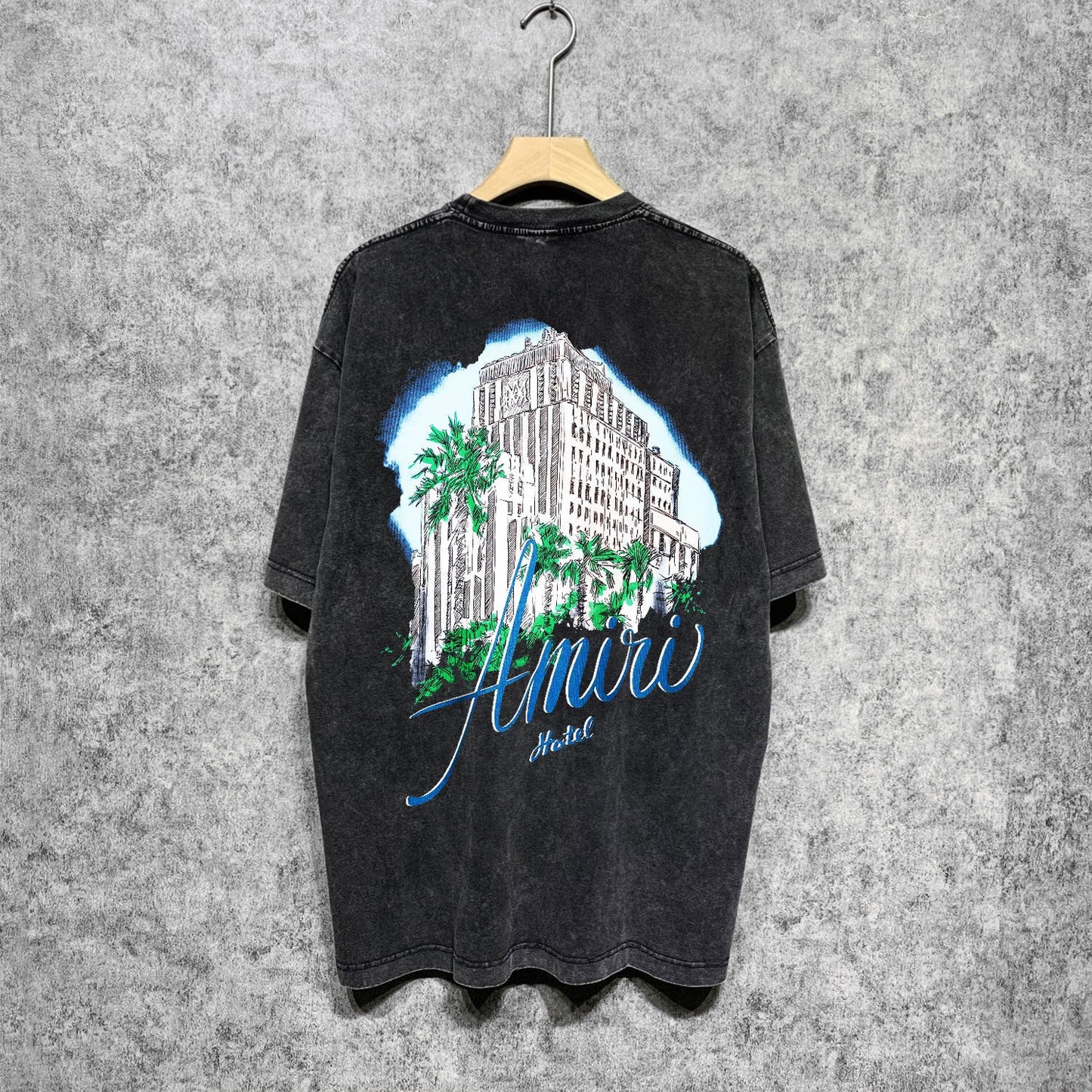 Amiri washed t-shirt city forest printing short sleeve