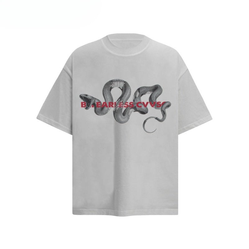 80s And 90s Vintage T Shirts Old Snake Print Short Sleeve T-Shirts