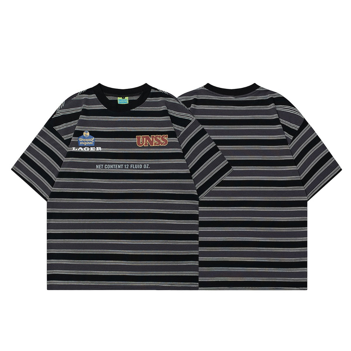 90s West Coast Hip Hop Fashion T Shirts Vintage Contrast Striped Half-Sleeve Top