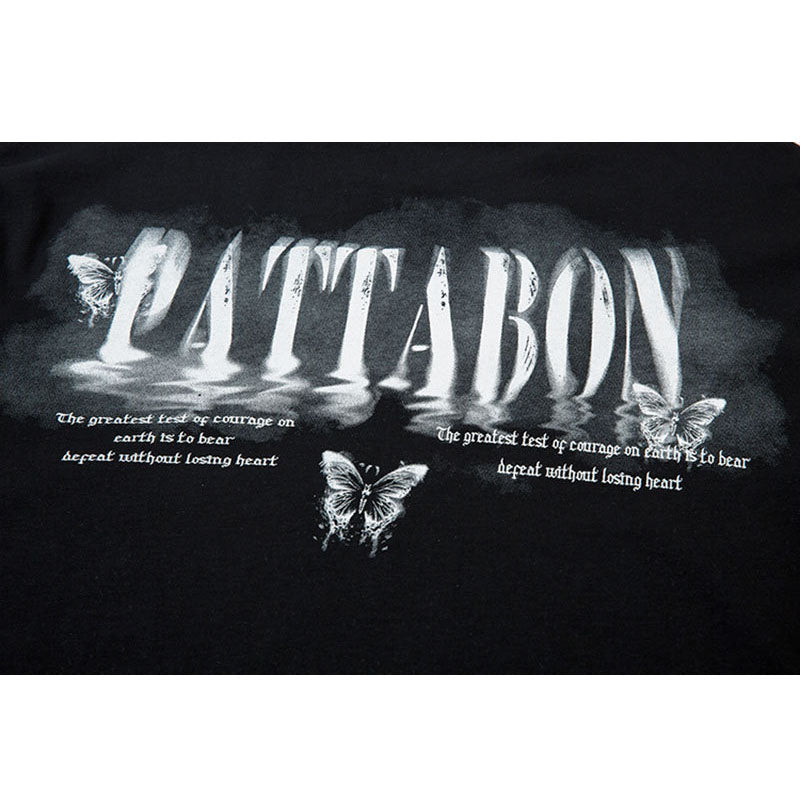 Marcas De Streetwear Butterfly Print Necklace Sweater Loose Long Sleeve T-Shirt