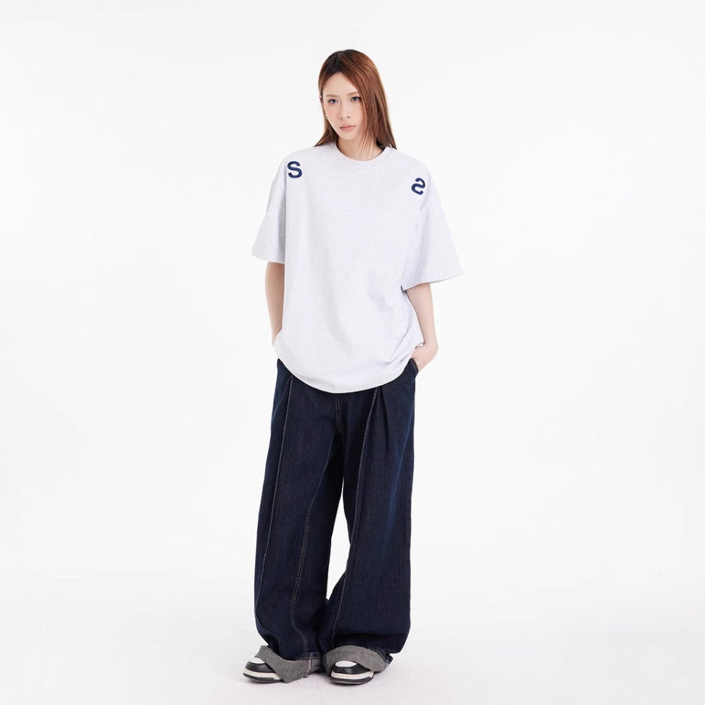 Nostalgia T Shirts Vintage Letter Embroidered Short Sleeve T-Shirt