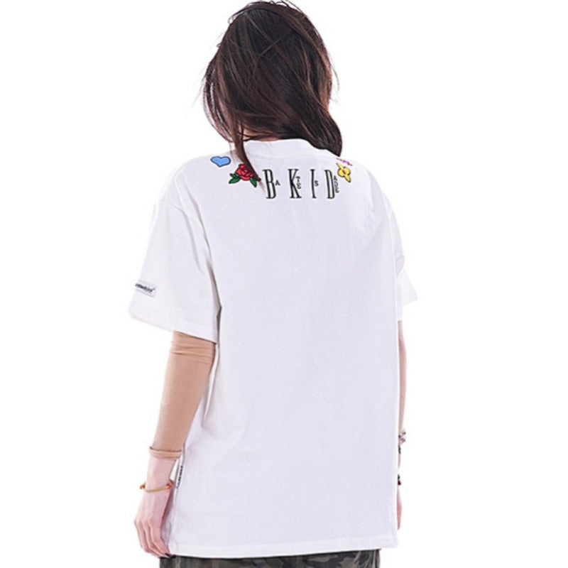 Hip Hop Clothes New York Necklace Embroidered Short Sleeve T-Shirt Summer Loose Top