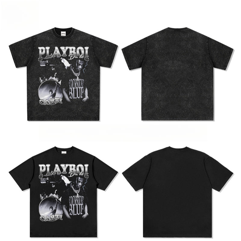 New york hip hop shop Playboi carti print short sleeve t-shirt hiphop hip hop, crew neck