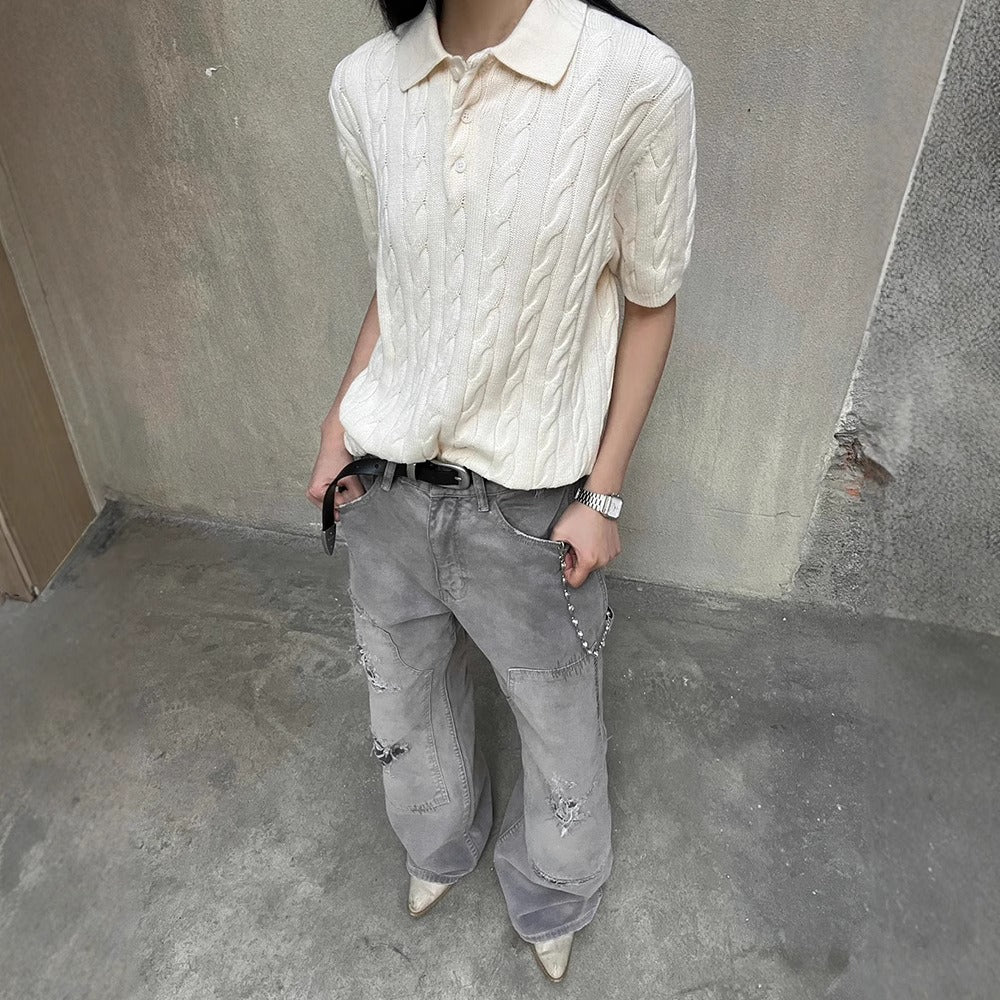 Streetwear Eua t shirt Polo collar combed long staple cotton short sleeve t-shirt