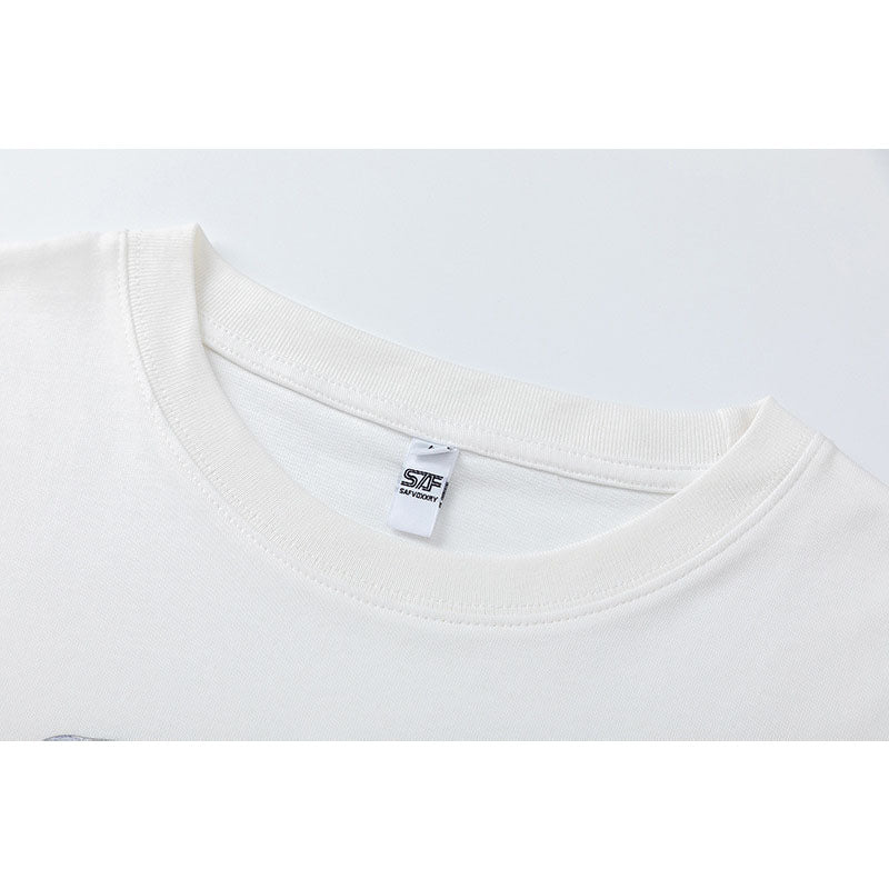 US drip outfits Summer Vintage Alphabet Print Casual Loose Short Sleeve T-Shirts