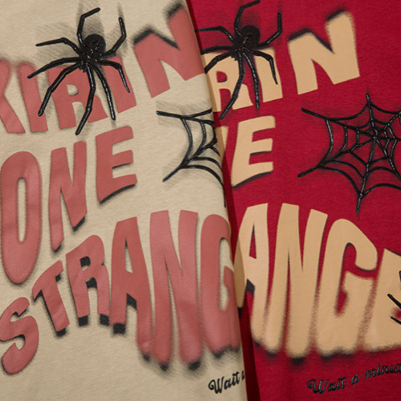 Vintage T Shirts Hip Hop Spider Print Long Sleeve T-Shirt