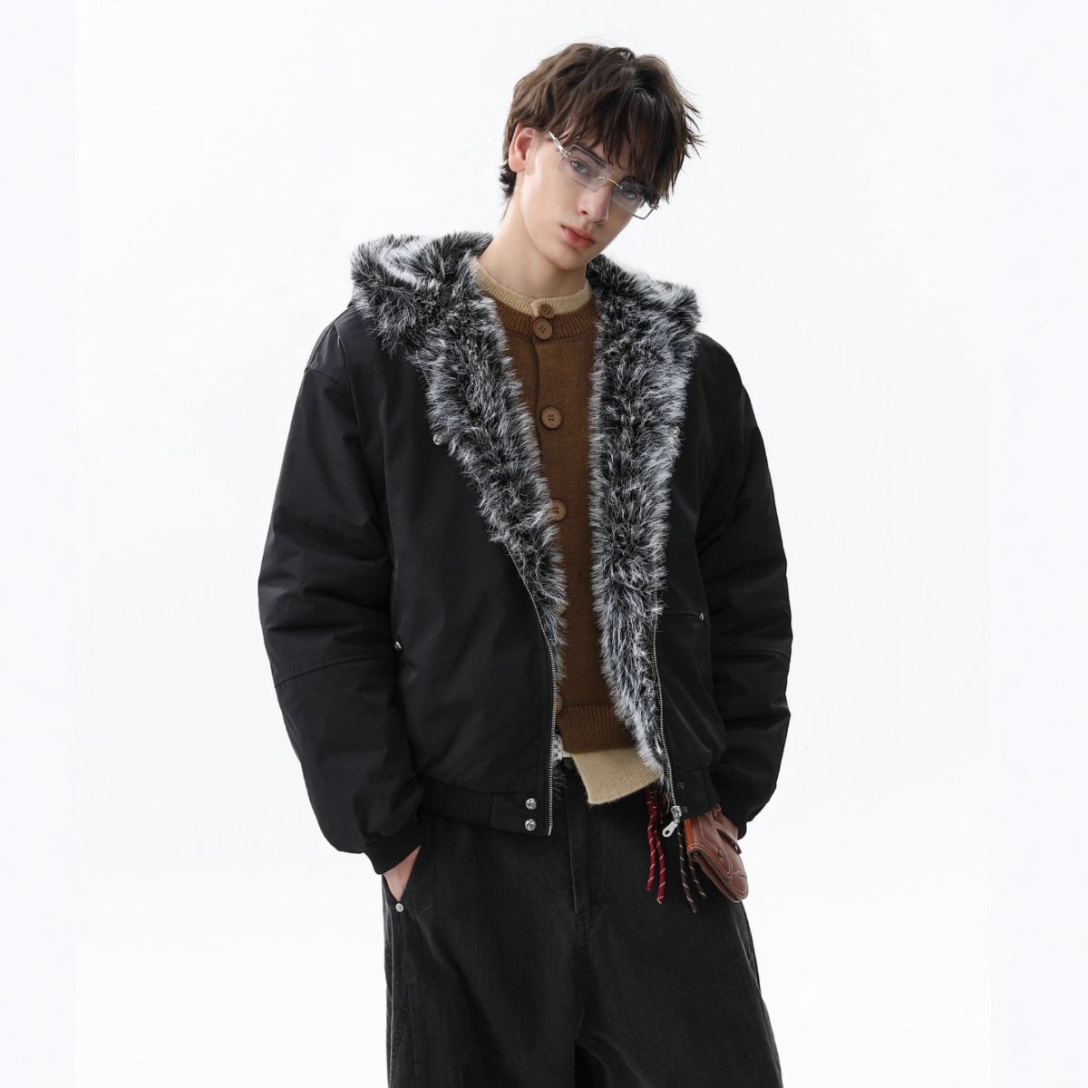 Unisex Down Jacket Men's Winter Warm Padded Plush Collar Padded Jacket