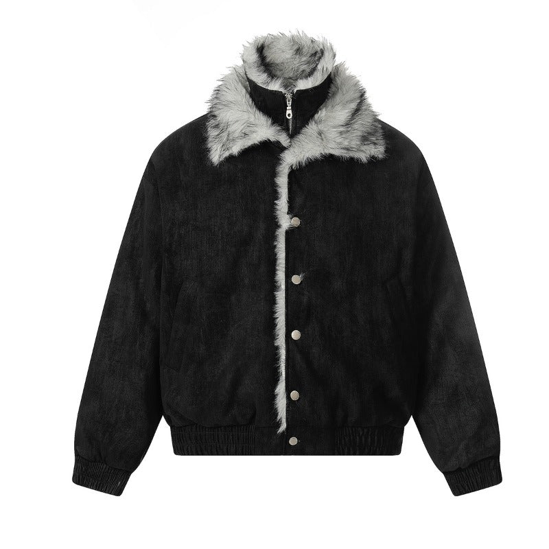 Unisex Down Jacket Winter Men's Fleece Collar Warm Padded Jacket