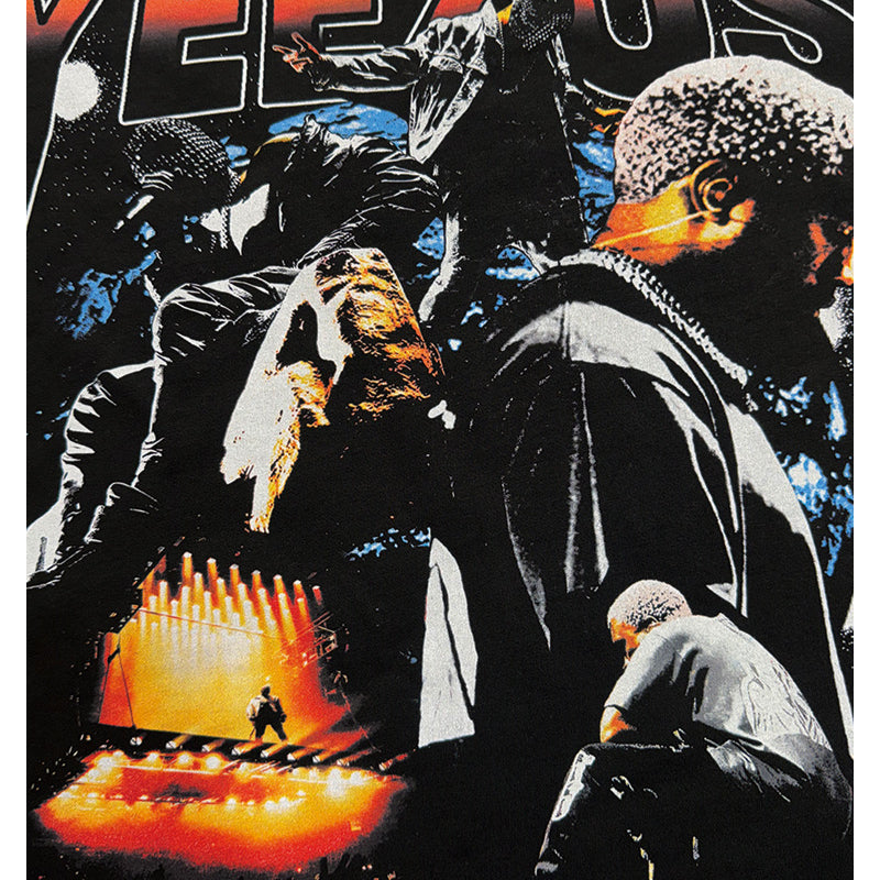 Streetwear masculino vintage hip hop kanye kanye print short sleeve t-shirt