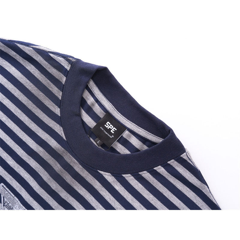 Casual Street Wear Striped T-Shirt Summer Casual Crew Neck T-Shirt Top