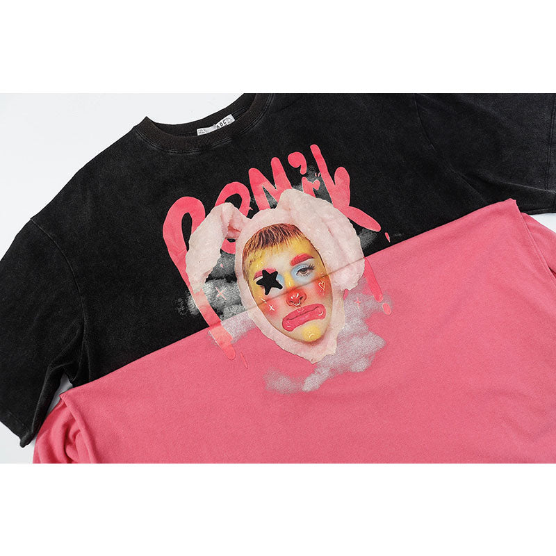 Hip Hop Clothes New York Vintage Clown Print Short Sleeve T-Shirt