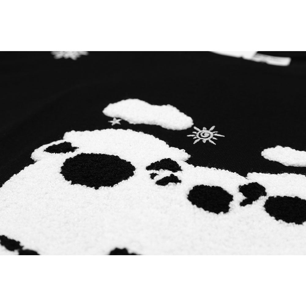 New York Hip Hop Style Vintage Lamb Embroidered Short Sleeve T-Shirt Summer Oversize Casual Top